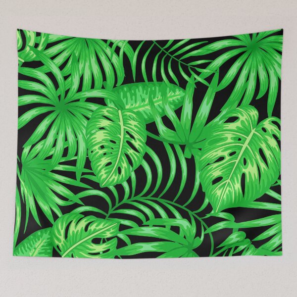 Item preview, Tropical Palm Leaves Island Style Pattern On Black designed and sold by DEC02.