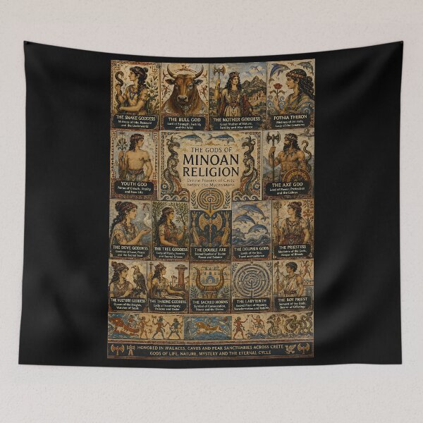 Item preview, Minoan Gods Collage | Ancient Minoan Mythology Pantheon Art Inspired by Bronze Age Crete designed and sold by RockyLambda.