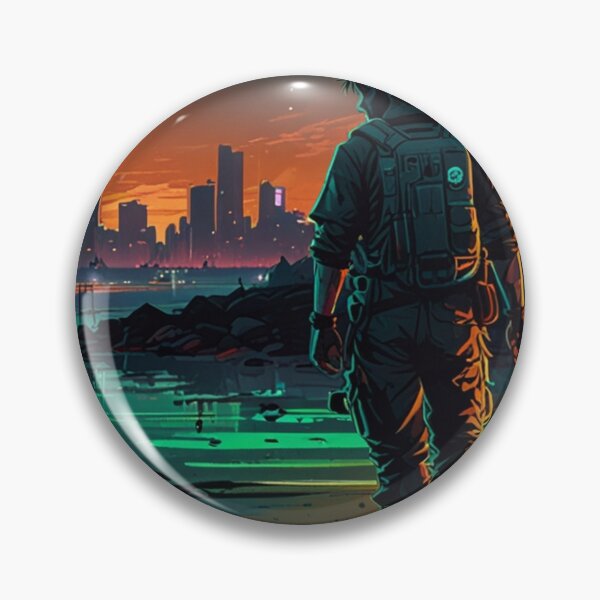 Item preview, Chrome Summer Neon Cyberpunk Beach | High Contrast Anime Art Print designed and sold by Joy-boy-op.