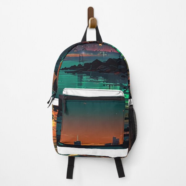 Item preview, Chrome Summer Neon Cyberpunk Beach | High Contrast Anime Art Print designed and sold by Joy-boy-op.