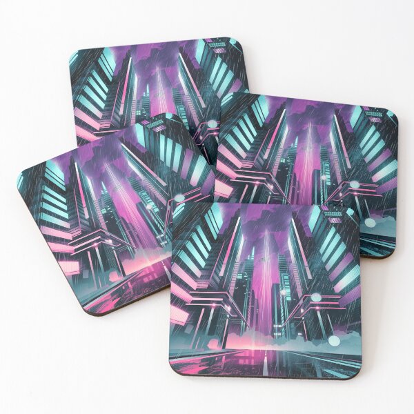 Item preview, Neon Rain Cyberpunk City, Sci-Fi Wall Art Gift designed and sold by LatentGoods.