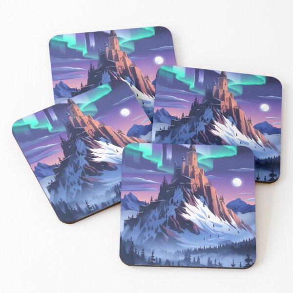 Item preview, Nordic Fortress Aurora Borealis, Fantasy Castle Wall Art designed and sold by LatentGoods.