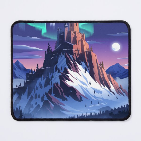 Item preview, Nordic Fortress Aurora Borealis, Fantasy Castle Wall Art designed and sold by LatentGoods.