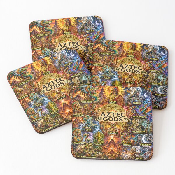 Item preview, Aztec Gods Collage | Ancient Aztec Mythology Pantheon Art Featuring Quetzalcoatl, Tezcatlipoca & Huitzilopochtli designed and sold by RockyLambda.