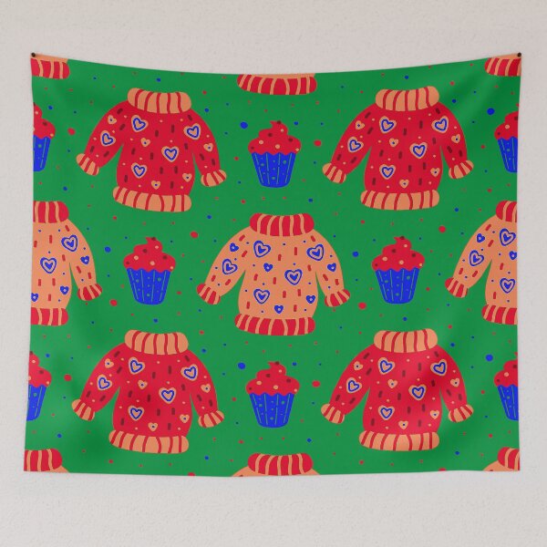 Item preview, Christmas Red Sweater Pattern On Holiday Green designed and sold by DEC02.