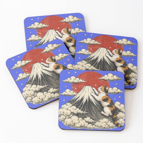 Item preview, Giant Cat Hugs Mount Fuji | Japanese Ukiyo-e Art designed and sold by Aguri-tei.
