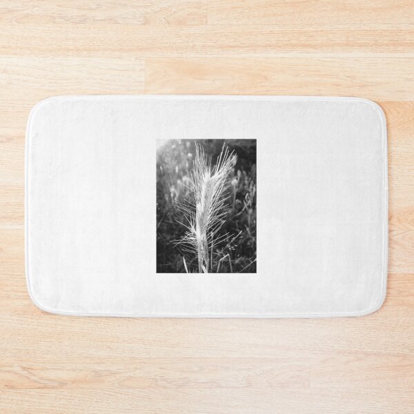 Item preview, Black and White Close-Up of Wild Wheat Grass Spike in Sunlit Field Showing Texture and Detail designed and sold by Nmallia.