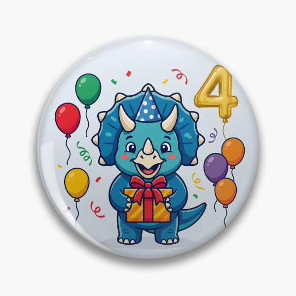 Artikelvorschau, Vier blaue Triceratops als Geschenk zum 4. Geburtstag für Jungen/Mädchen – Dino-Party für Kinder entworfen und verkauft von Tronstell.