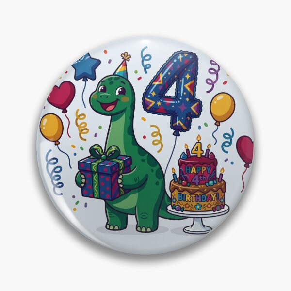 Item preview, Four Saurus green long neck 4th birthday boy/girl gift kids dino party designed and sold by Tronstell.