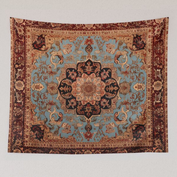 Item preview, Antique Persian Rug Light Blue Beige Brown Pattern designed and sold by GrinGalore.