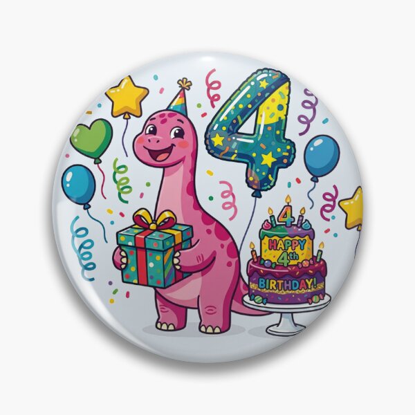 Item preview, Four Saurus pink long neck 4th birthday girl gift kids dino party designed and sold by Tronstell.