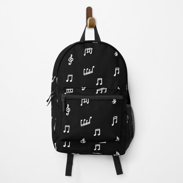 Item preview, Hand Drawn White Musical Notes Pattern | Minimalist Music Design on Black Background designed and sold by Vintage Letter Stickers.