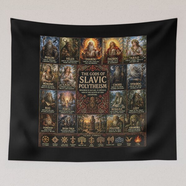 Item preview, Slavic Gods Collage | Ancient Slavic Mythology Pantheon Art Featuring Perun, Veles & Mokosh designed and sold by RockyLambda.