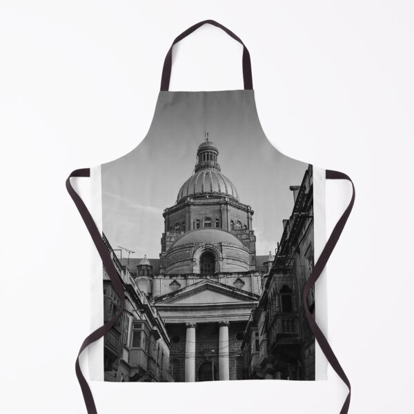 Item preview, Black and White Cathedral Dome Rising Above Narrow Street With Classical Columns and Historic Facade designed and sold by Nmallia.
