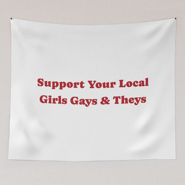 Item preview, Pride, Queer, Support Your Local Girls Gays and Theys LGBTQ Ally Cropped Ringer designed and sold by toongstudio.
