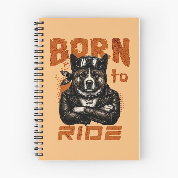 Item preview, American Akita Biker Design – Born To Ride Funny Motorcycle American Akita Print designed and sold by PixelsPaws.