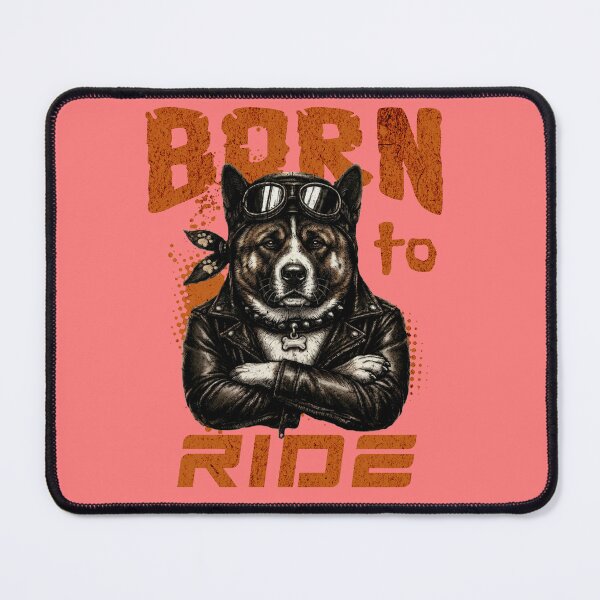 Item preview, American Akita Biker Design – Born To Ride Funny Motorcycle American Akita Print designed and sold by PixelsPaws.