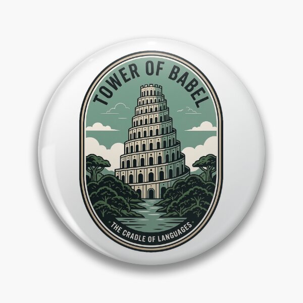 Item preview, Vintage Tower Of Babel Cradle Of Languages Badge designed and sold by k3rstman1.