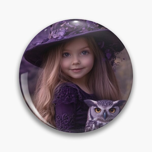 Item preview, Little Witch and Her Owl – Enchanted Purple Fairytale Fantasy Art designed and sold by WhimsyWink.