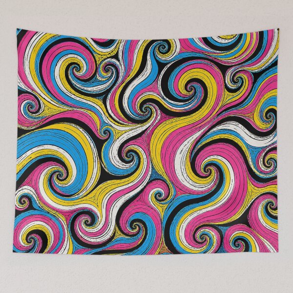 Item preview, Swirly Cartoon Pansexual Pride Flag Stripe Pattern designed and sold by BeJolley.