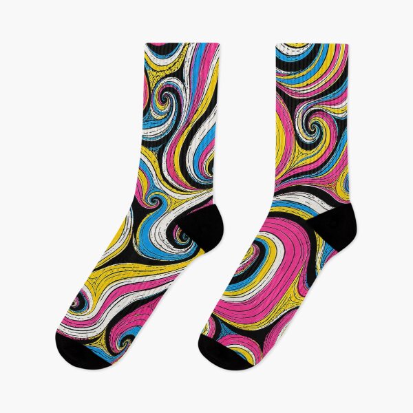 Item preview, Swirly Cartoon Pansexual Pride Flag Stripe Pattern designed and sold by BeJolley.