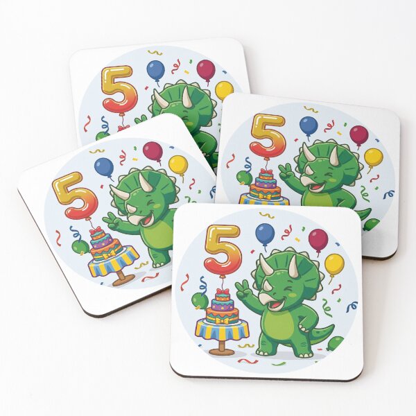 Item preview, Five Saurus green triceratops 5th birthday dino lover designed and sold by Tronstell.
