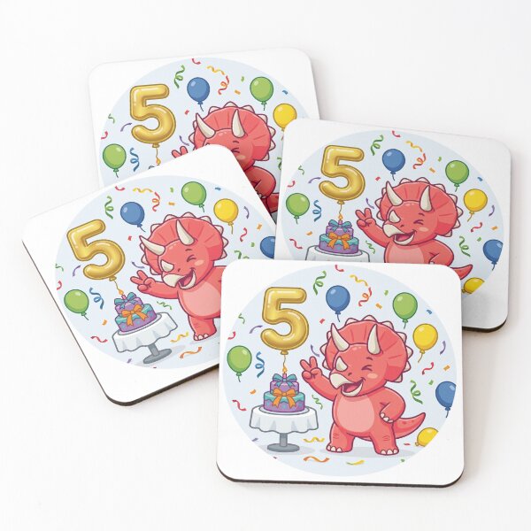 Item preview, Five Saurus pink triceratops 5th birthday dino lover designed and sold by Tronstell.