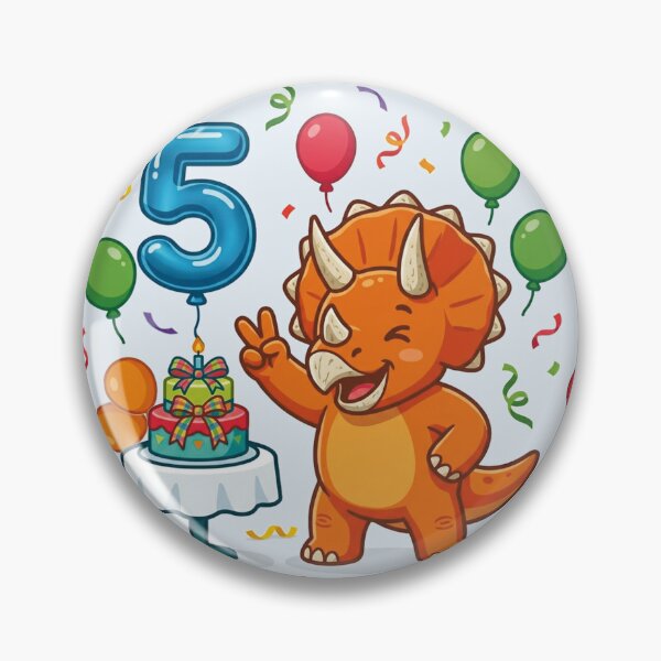 Item preview, Five Saurus orange triceratops 5th birthday dino lover designed and sold by Tronstell.