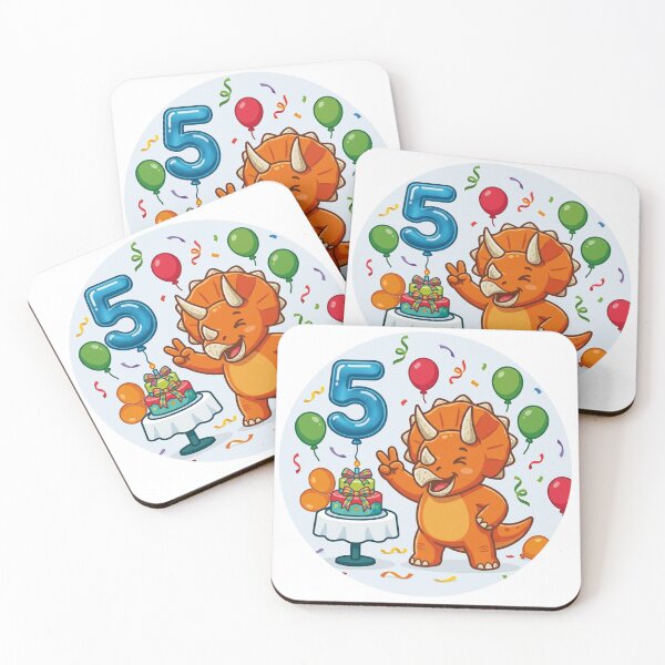 Item preview, Five Saurus orange triceratops 5th birthday dino lover designed and sold by Tronstell.