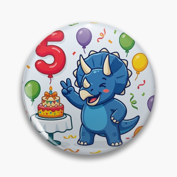 Item preview, Five Saurus blue triceratops 5th birthday dino lover designed and sold by Tronstell.
