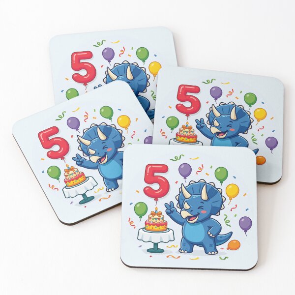 Item preview, Five Saurus blue triceratops 5th birthday dino lover designed and sold by Tronstell.