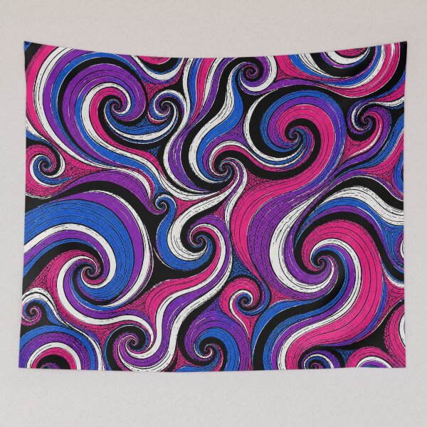 Item preview, Swirly Bisexual Pride Flag Stripe Cartoon Pattern designed and sold by BeJolley.