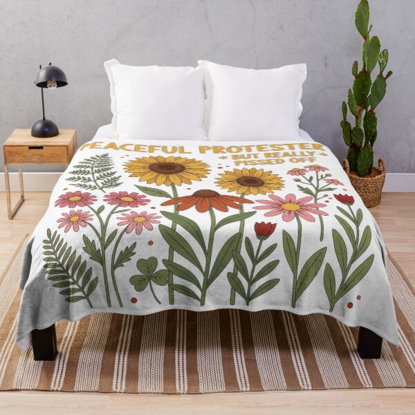 Item preview, Peaceful Protester But Really Pissed Off Funny Retro Wildflower Floral designed and sold by rediscoveredapp.