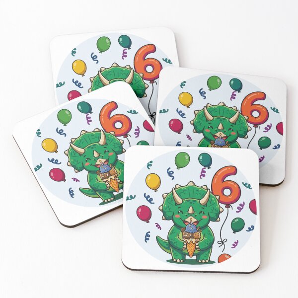 Item preview, Six Saurus green triceratops 6th birthday dino lover designed and sold by Tronstell.