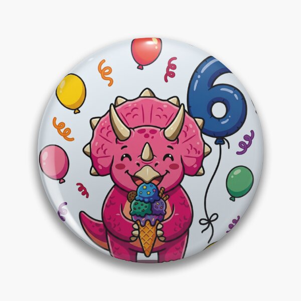 Item preview, Six Saurus pink triceratops 6th birthday dino lover designed and sold by Tronstell.