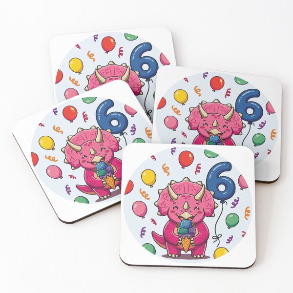 Item preview, Six Saurus pink triceratops 6th birthday dino lover designed and sold by Tronstell.