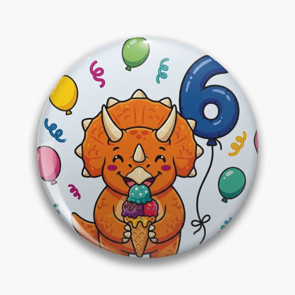 Item preview, Six Saurus orange triceratops 6th birthday dino lover designed and sold by Tronstell.