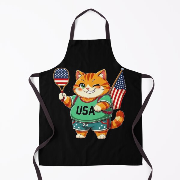 Item preview, Cute USA Pickleball Cat American Flag Salmon designed and sold by ChaemmRichStudio.