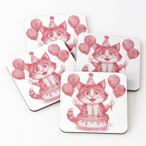 Item preview, Birthday Cat with Cake designed and sold by kinpirks.