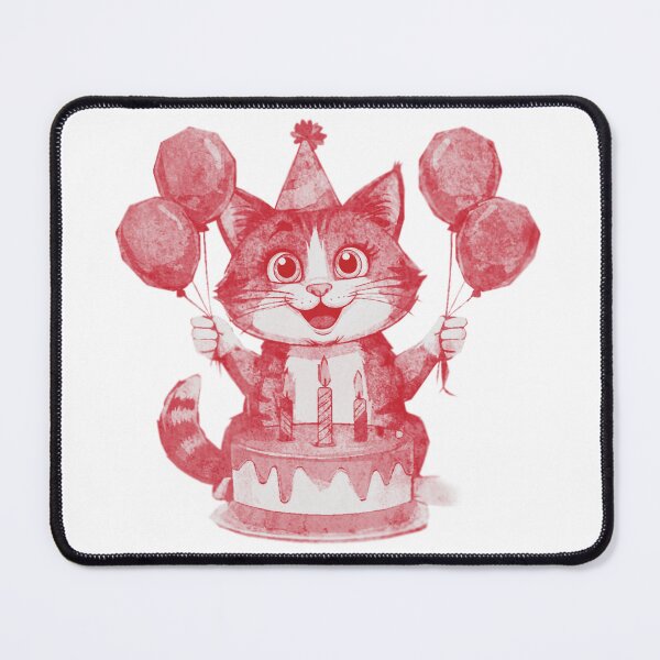 Item preview, Birthday Cat with Cake designed and sold by kinpirks.