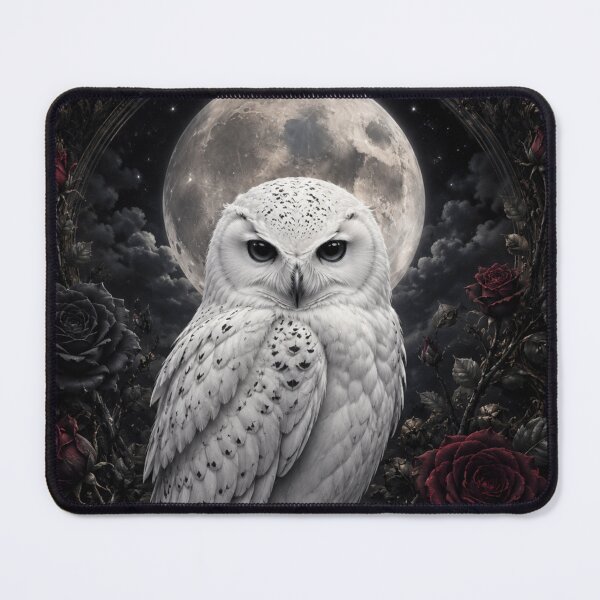 Item preview, White Owl Moon and Roses Gothic Art designed and sold by VelarisMoon.