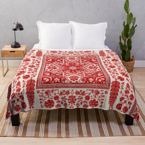 Item preview, Traditional Red Tatreez Floral Pattern Palestine Embroidery designed and sold by BrainCurves.
