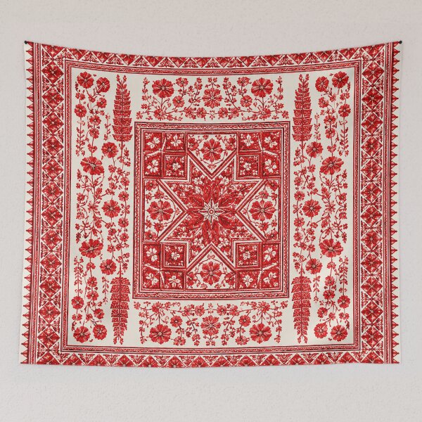 Item preview, Traditional Red Tatreez Floral Pattern Palestine Embroidery designed and sold by BrainCurves.