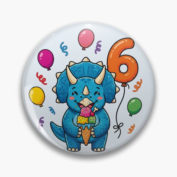 Item preview, Six Saurus blue triceratops 6th birthday dino lover designed and sold by Tronstell.
