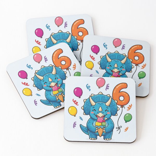 Item preview, Six Saurus blue triceratops 6th birthday dino lover designed and sold by Tronstell.