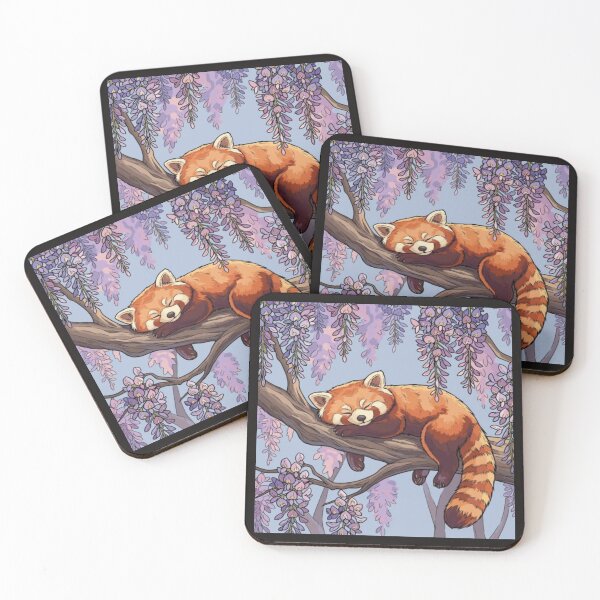 Item preview, Cute Red Panda Sleeping on Tree Branch Artwork  designed and sold by NivyasArtistry.