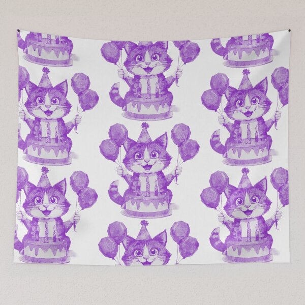 Item preview, Birthday Cat with Cake designed and sold by kinpirks.
