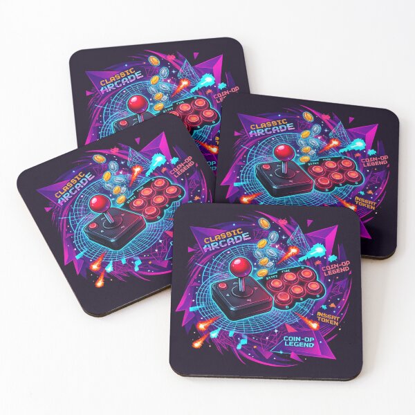 Item preview, Synthwave Arcade Vortex: 80s Retro Gaming Joystick & Neon Grid designed and sold by krish-prints.