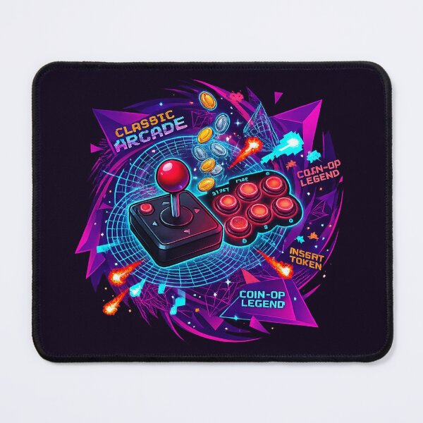 Item preview, Synthwave Arcade Vortex: 80s Retro Gaming Joystick & Neon Grid designed and sold by krish-prints.