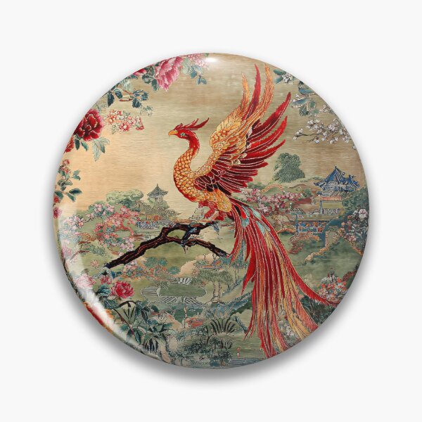 Item preview, Phoenix in Bloom – Oriental Garden Art Print | Mythical Bird Floral Wall Decor designed and sold by GrinGalore.